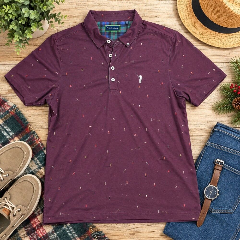 William Murray Shirt Mens Medium Purple Golf Polo Graphic READ